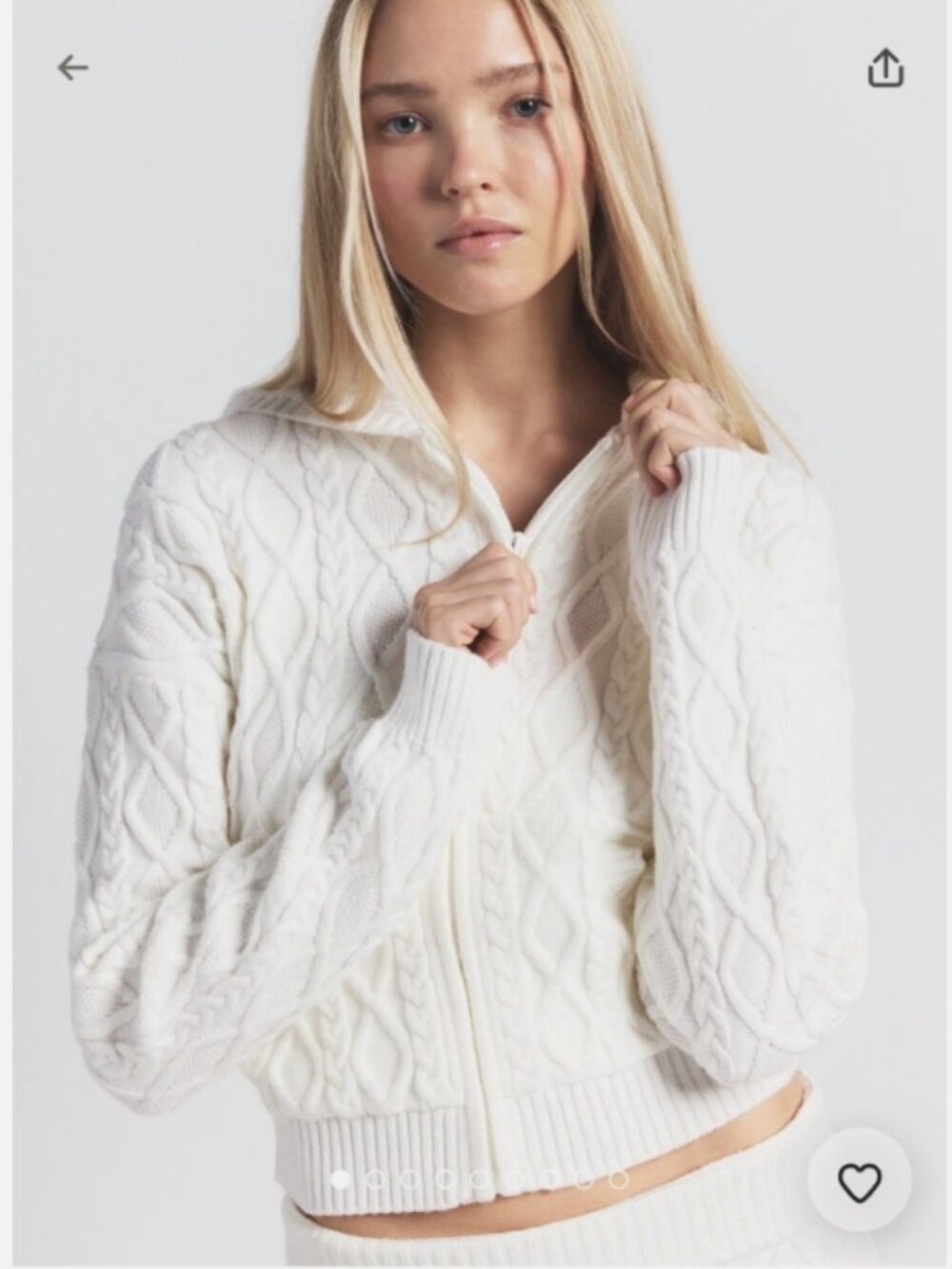NEW SKIMS Snow Bunny Shop Cable Knit Shrunken Hoodie Ivory XXS NWT